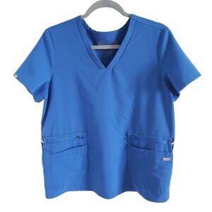 Figs Woman Size M LIMITED EDITION Accra Feather Detailed Scrub Top Blue